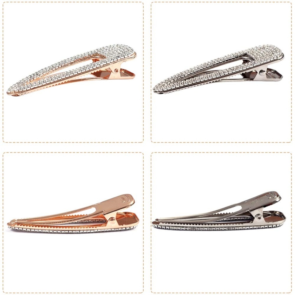 Crystal Covered Barrette Hair Clips 6 Piece - Picture 3 of 7